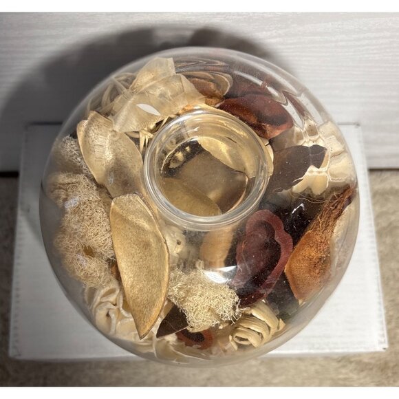 Clear Glass Potpourri Bowl With Tealight Holder Dried Botanicals & Accent - Picture 4 of 7